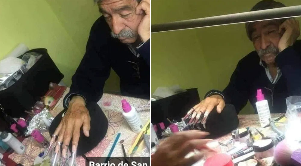 “Yo soy tu modelo”: Padre permite que su hija le ponga uñas en su examen final