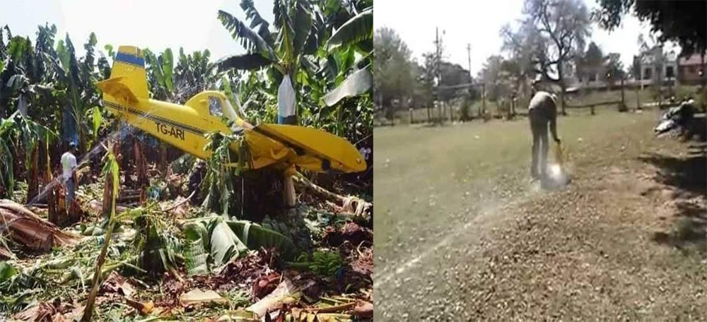 Avioneta se accidenta en Playitas, los vecinos usan el cargamento para rallar el campo de fútbol
