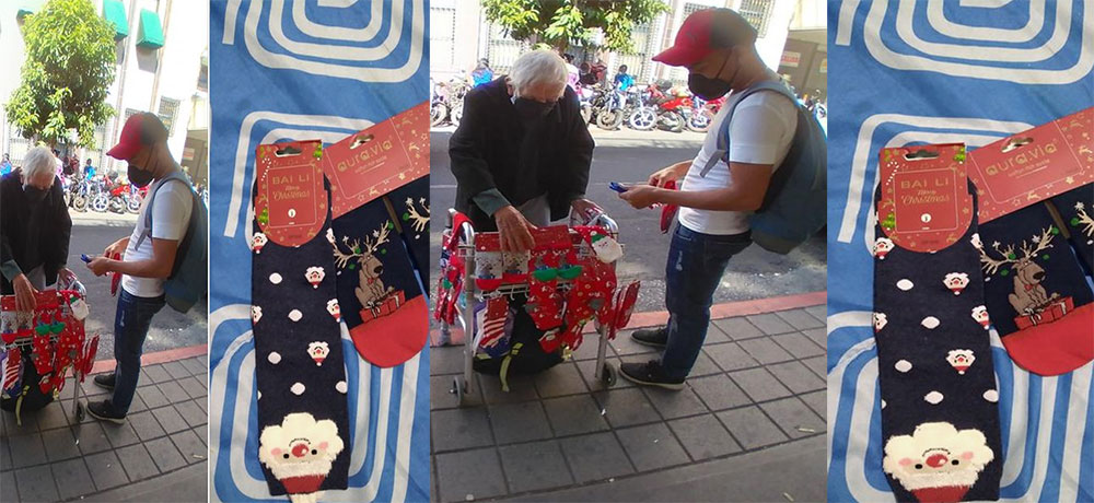 El vendedor de calcetines navideños en la zona 1 se hizo viral