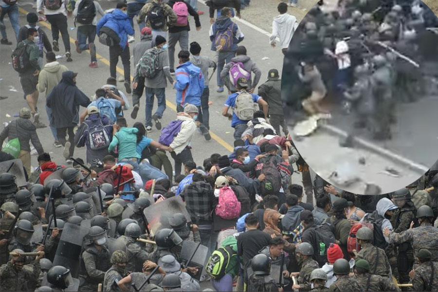 VIDEO: Agentes de la PNC lanzan gas lacrimógeno a migrantes hondureños