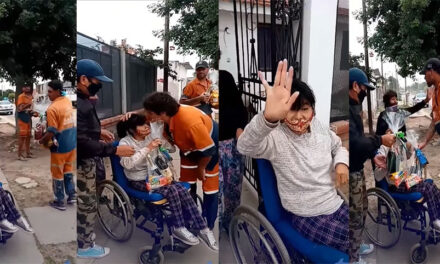 VÍDEO: Familia sorprende a recolectores de basura entregándoles una canasta de víveres 