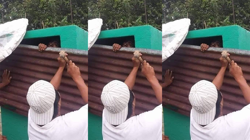 Familia lo mete vivo en una tumba para que dejara de tomar cervezas