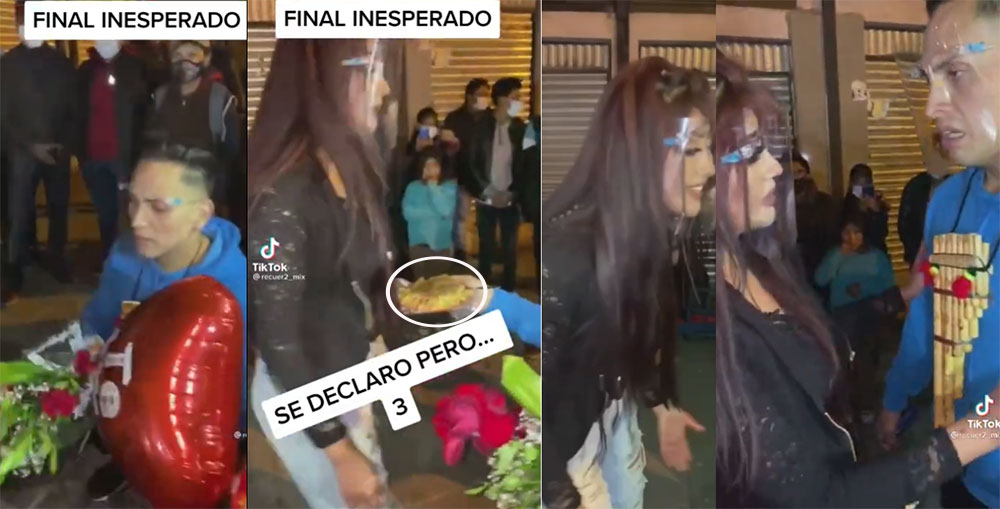 VIDEO: Hombre le declara su amor a una mujer con detalles y ella lo rechaza
