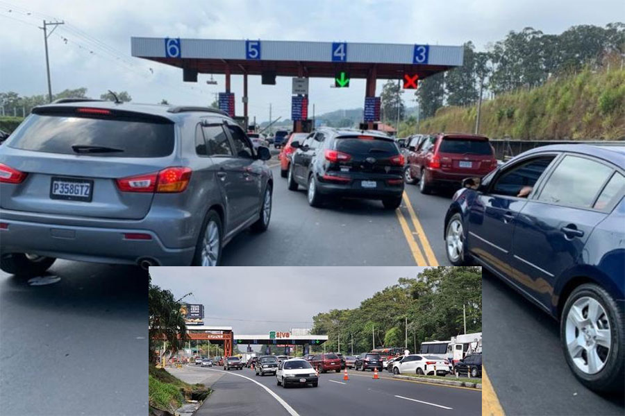 Inicia el retorno a la Ciudad Capital, Se aprecia gran carga vehicular en peaje Autopista Palín Escuintla