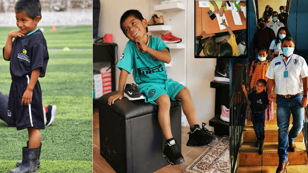 Municipalidad de Cahabón le da trabajo a madre de niño que juega fútbol con botas de hule