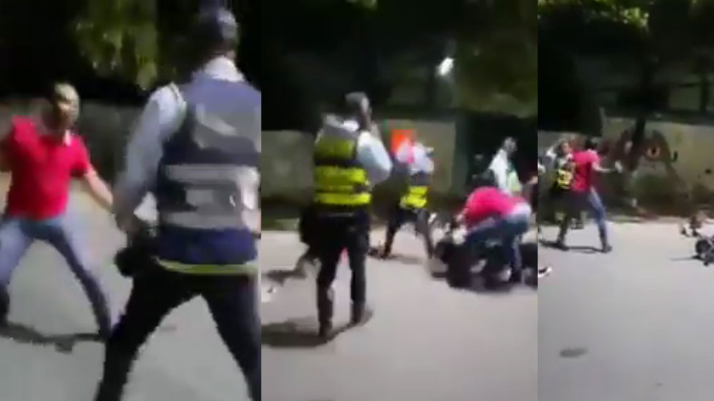 VIDEO: Motorista le pega con un ladrillo a un agente de la PMT