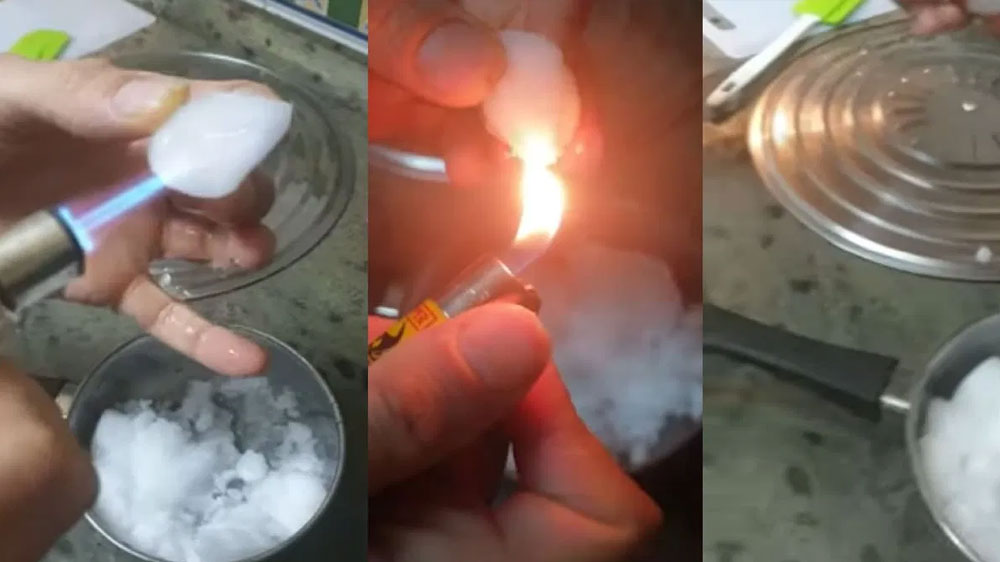VIDEO: Varias personas queman bolas de nieve para demostrar que son falsas