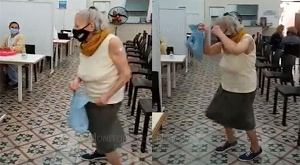 Abuelita baila al recibir la vacuna contra el COVID (Video)