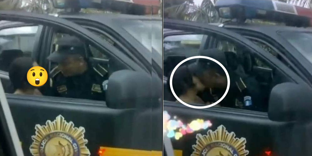 Agente de la PNC es captado besando a una niña dentro de la patrulla