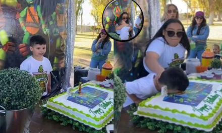 Niño estalla y agarra a golpes a su tía por meterle la cara en el pastel (Video)