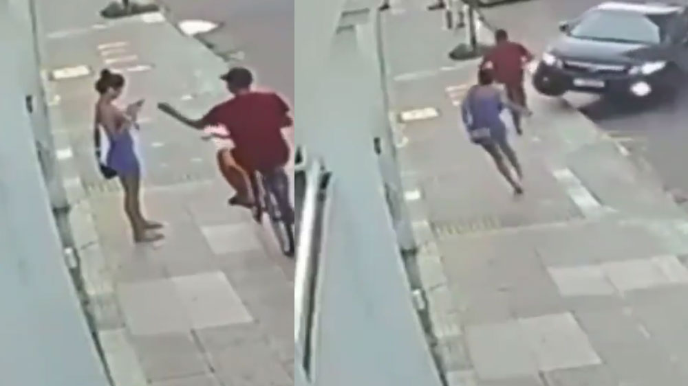 “Justicia por mano propia” Vio que le robaban a su novia y atropelló al delincuente con el auto (Video)