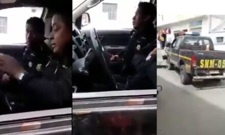 Agentes de la PNC echan gasolina y huyen del lugar sin dejar pagado (Vídeo)