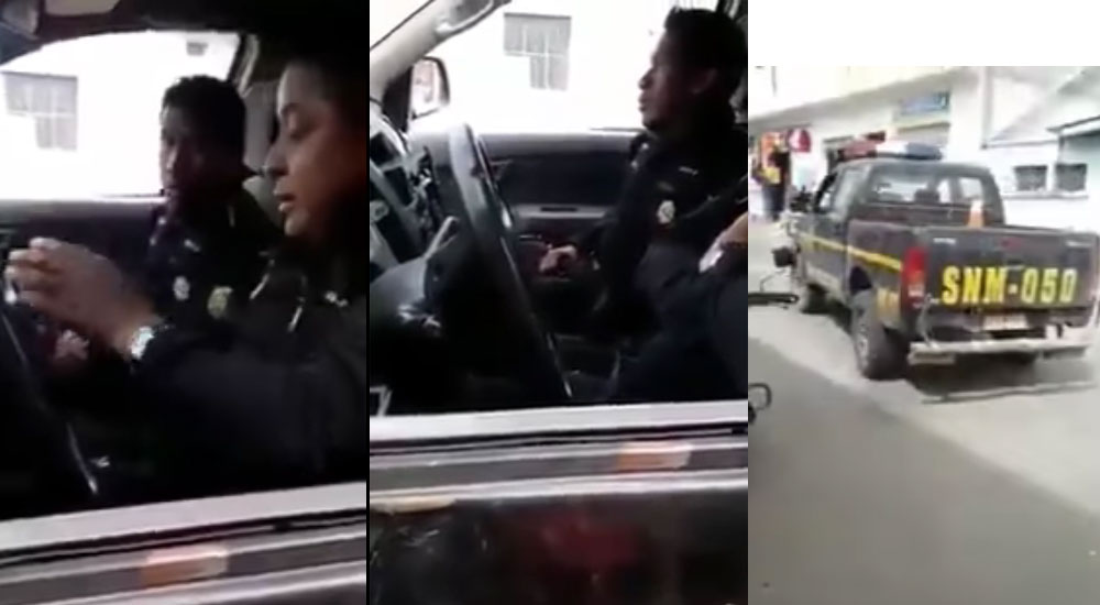 Agentes de la PNC echan gasolina y huyen del lugar sin dejar pagado (Vídeo)