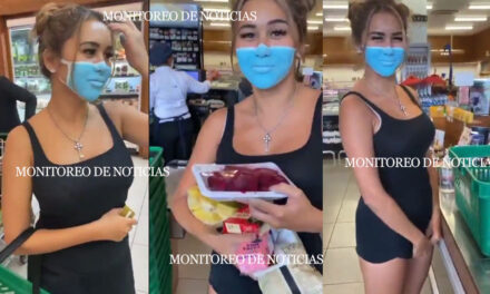 Influencer no puede entrar al supermercado por no llevar mascarilla y optó por pintarse una (Video)