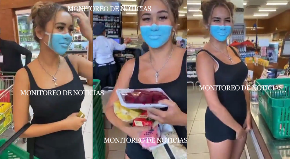 Influencer no puede entrar al supermercado por no llevar mascarilla y optó por pintarse una (Video)