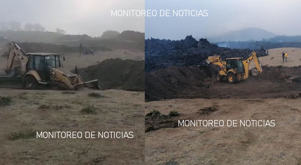 Buscan desviar la lava del Volcán de Pacaya con maquinaria (Video)