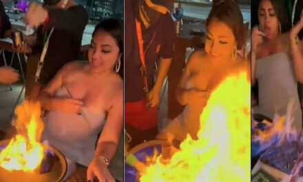 VIDEO: Mesero quiso “FLAMEAR” un postre y quemó el rostro de clienta