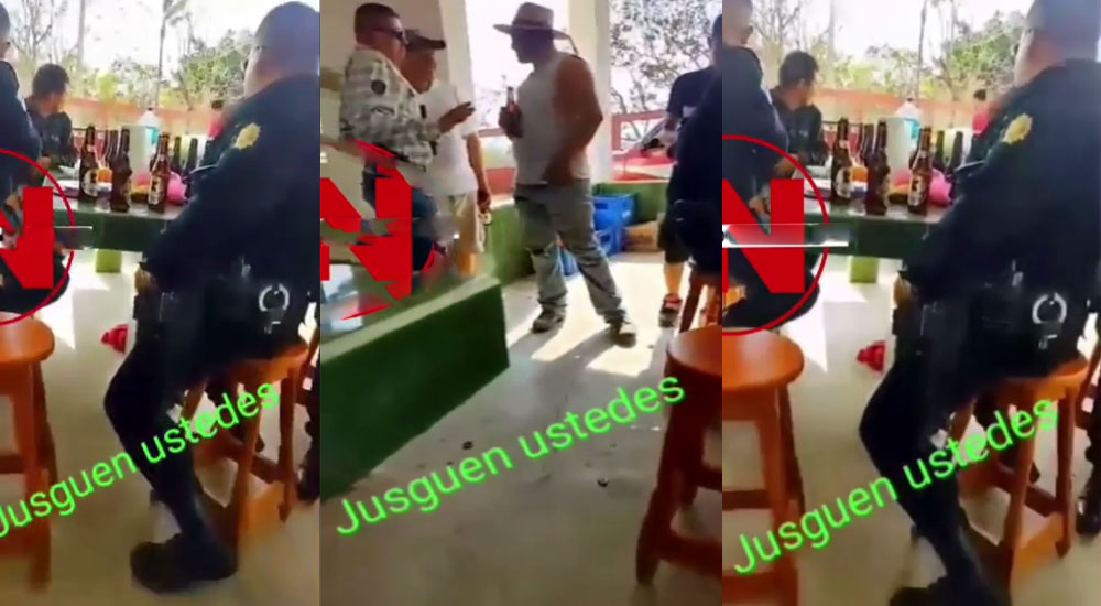 Agentes de la PNC son captados bebiendo cerveza dentro de una cantina (Video)