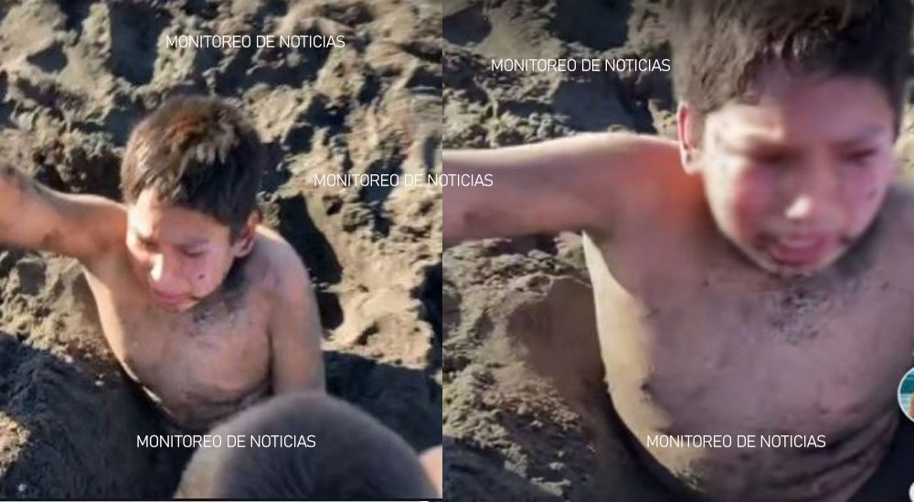 Niño explota contra su familia porque lo enterraron en la arena (Video)