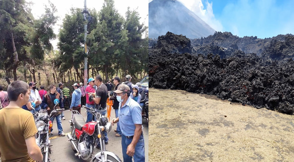 Vecinos en riesgo por lava del Volcán de Pacaya bloquean el paso a turistas
