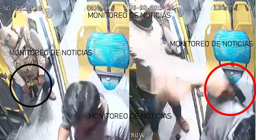 Chofer de autobús lanza a ladrón armado por la puerta para evitar disparos (Video)