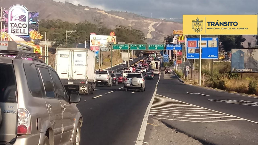 Así se encuentra el tráfico en la entrada de la autopista de Palín Escuintla (Video)