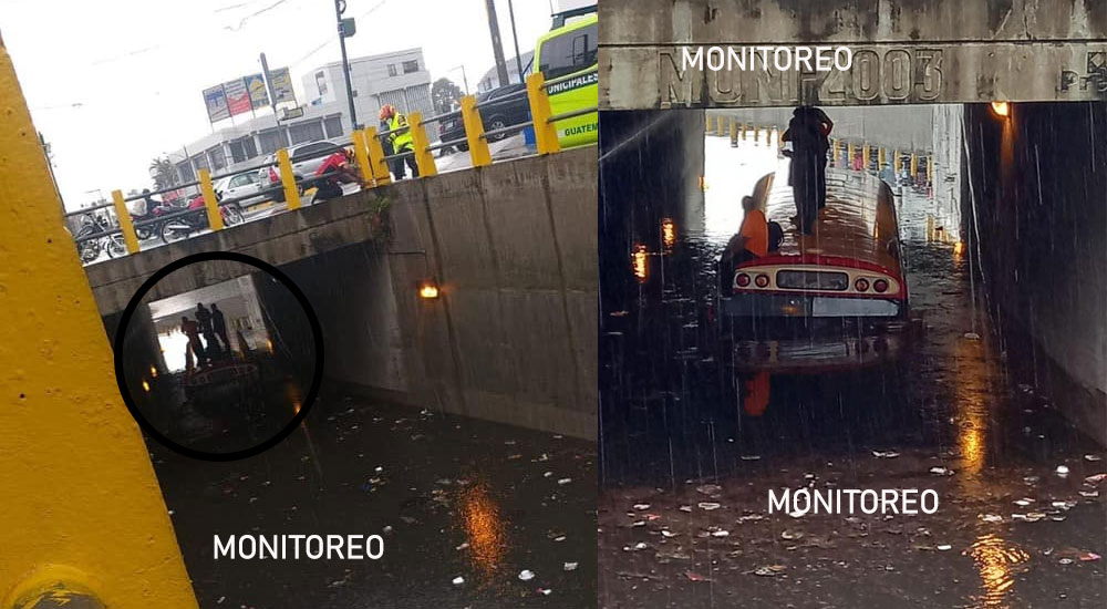 “El agua sube dos metros” Bus se queda trabado en la Aguilar Batres (Video)
