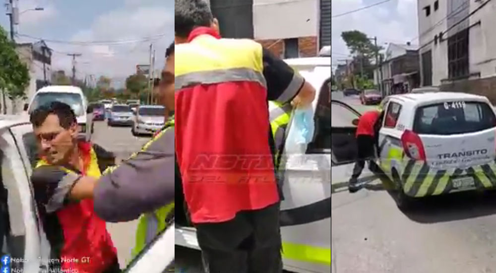 PMT le roba el teléfono a un hombre después de colocarle Cepo a su vehículo (Video)