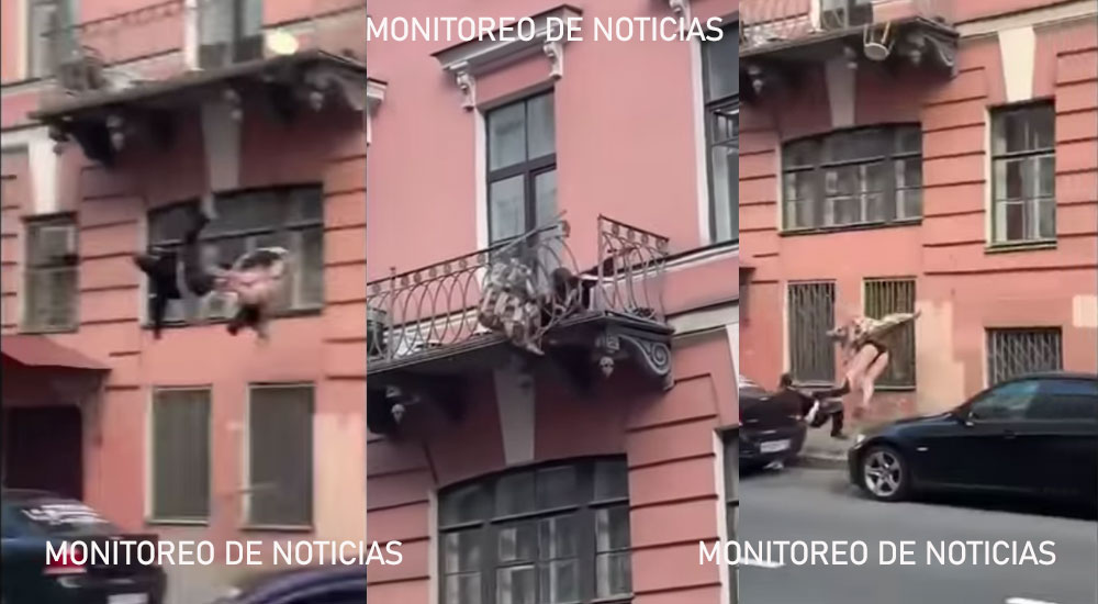 Pareja se desploman de un balcón tras fuerte discusión (VIDEO)