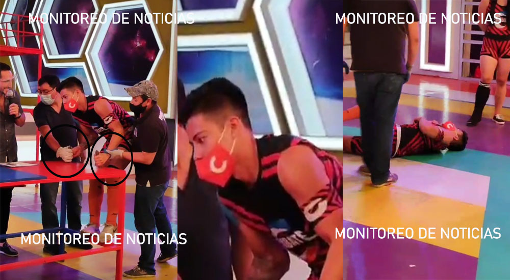 Jorge más conocido como “El Tigre” del programa Combate recibe descarga eléctrica y producción se burla (Video)