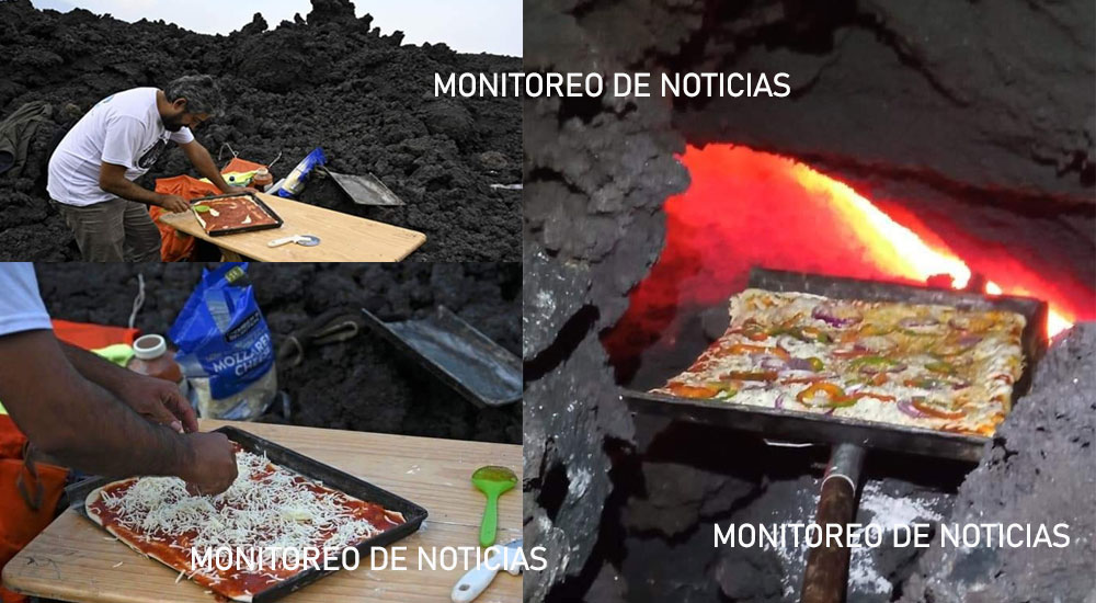 ANTOJABLE: Hombre cocina pizza en los flujos de lava del Volcán Pacaya
