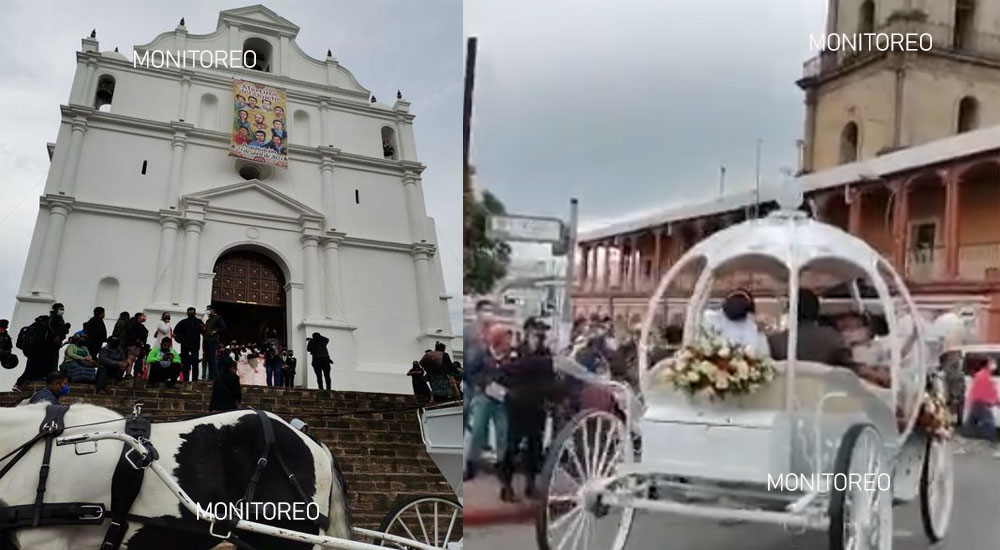Con carruaje y caballo celebran una gran boda en Quiché (Video)