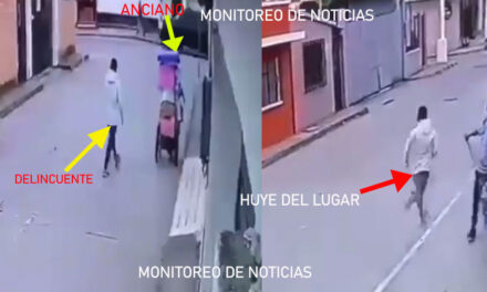 Momento cuando un delincuente le roba el dinero a un anciano que vende en la calle (Video)
