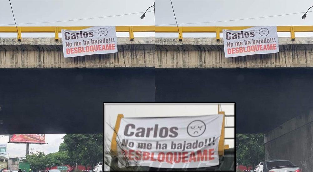 “Carlos desbloquéame” Mantas colocadas en diferentes puntos de Carretera al Atlántico