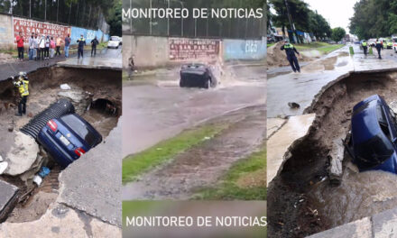 Momento exacto en que vehículo cae en hundimiento de la zona 7 de Mixco (Video)