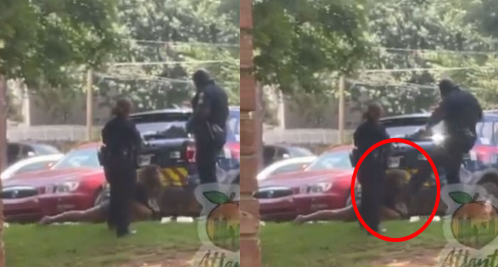 Policía patea en la cara a una mujer esposada y el video se hizo viral (Video)