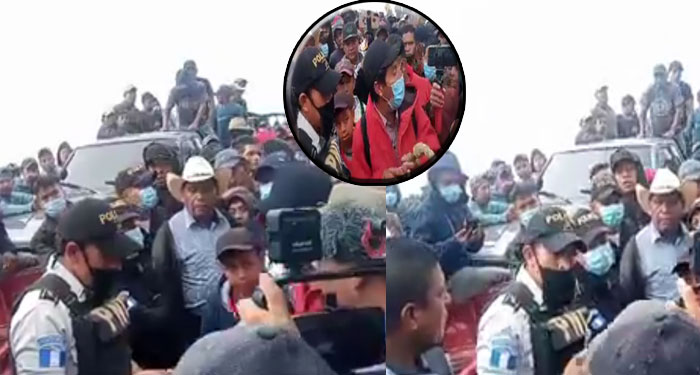 Fuerte tensión entre manifestantes y agente de la PNC (Video)