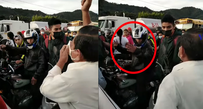 “Me van a prender fuego” Motorista arremete contra manifestantes (Video)