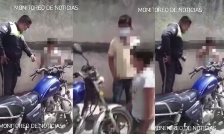 Niño de 13 años discute con PMT al ser sorprendido conduciendo una motocicleta (Video)