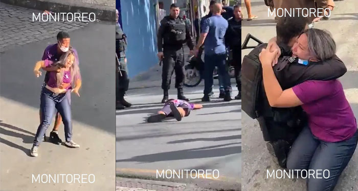 Momento exacto en que policías matan a ladrón que tenía de rehén a una mujer (Videos)