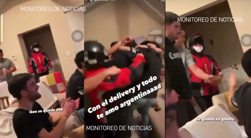 Repartidor de comida rápida llevó un pedido y se quedó para el festejo de la Selección de Argentina (Video)