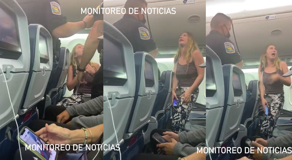 Mujer se niega a usar mascarilla en un avión, escupe a los pasajeros y es expulsada (Video)
