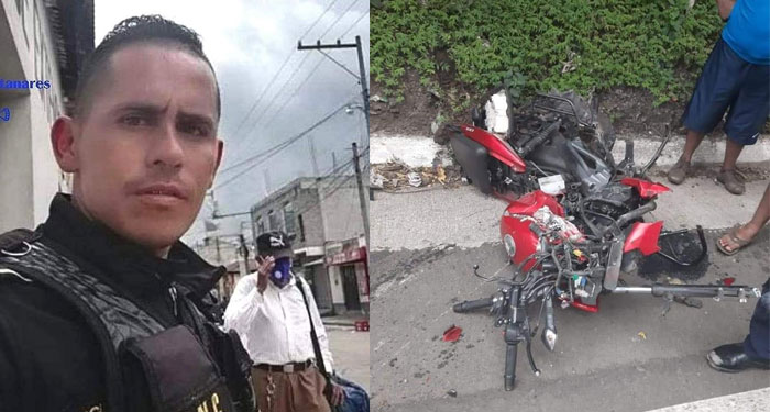 Agente de la PNC muere al ser impactado por un bus en Santa Rosa