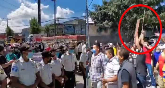 Fuerte enfrentamiento entre vendedores y manifestantes (Video)