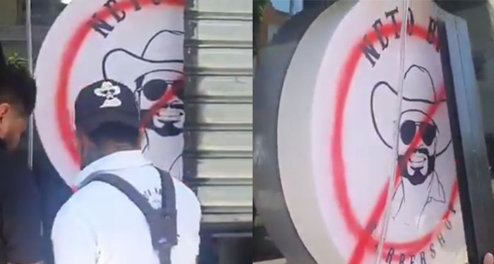 Empleados de Neto Bran cierran la peluquería luego que manifestantes pintan las puertas (Video)