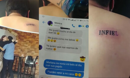 Mujer se entera que su novio le era infiel y le regala un tatuaje sorpresa (Video)