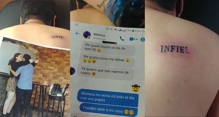 Mujer se entera que su novio le era infiel y le regala un tatuaje sorpresa (Video)