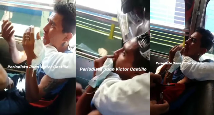 Ladrón es vapuleado dentro de un bus por pasajeros en San Miguel Petapa (Video)