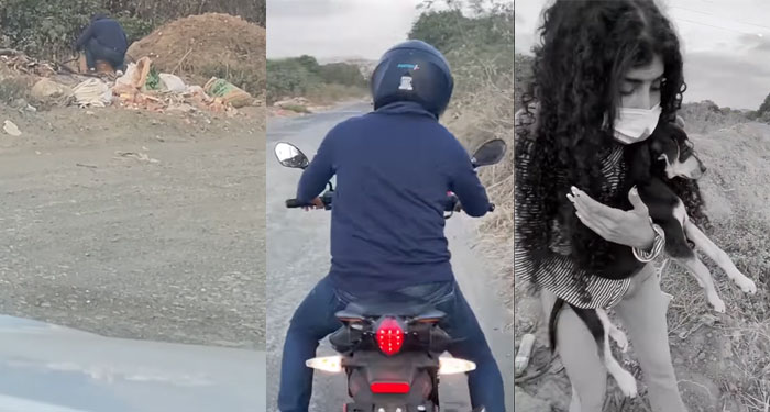 Momento exacto cuando un hombre abandona a su perro en un basurero (Video)