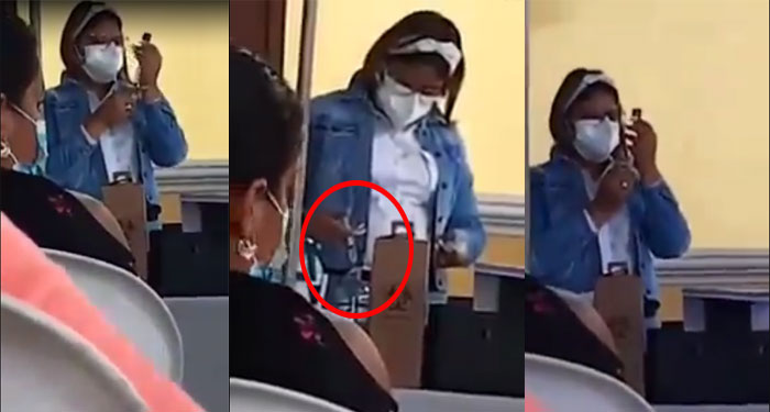 Mujer es captada robando líquido de vacunas en Ciudad vieja Sacatepéquez (Video)
